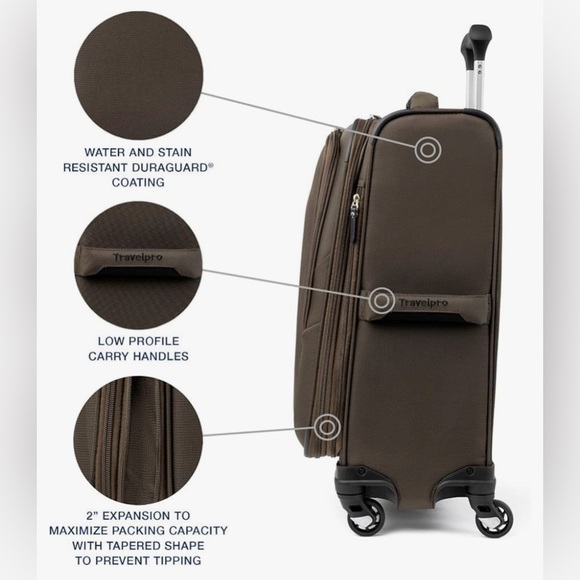 Carry on suitcase 21x14x9 in mocha - Picture 4 of 8